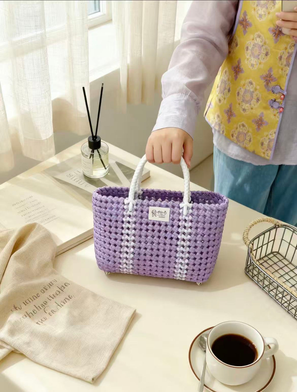 RattanBreeze Lavender Woven Tote Bag