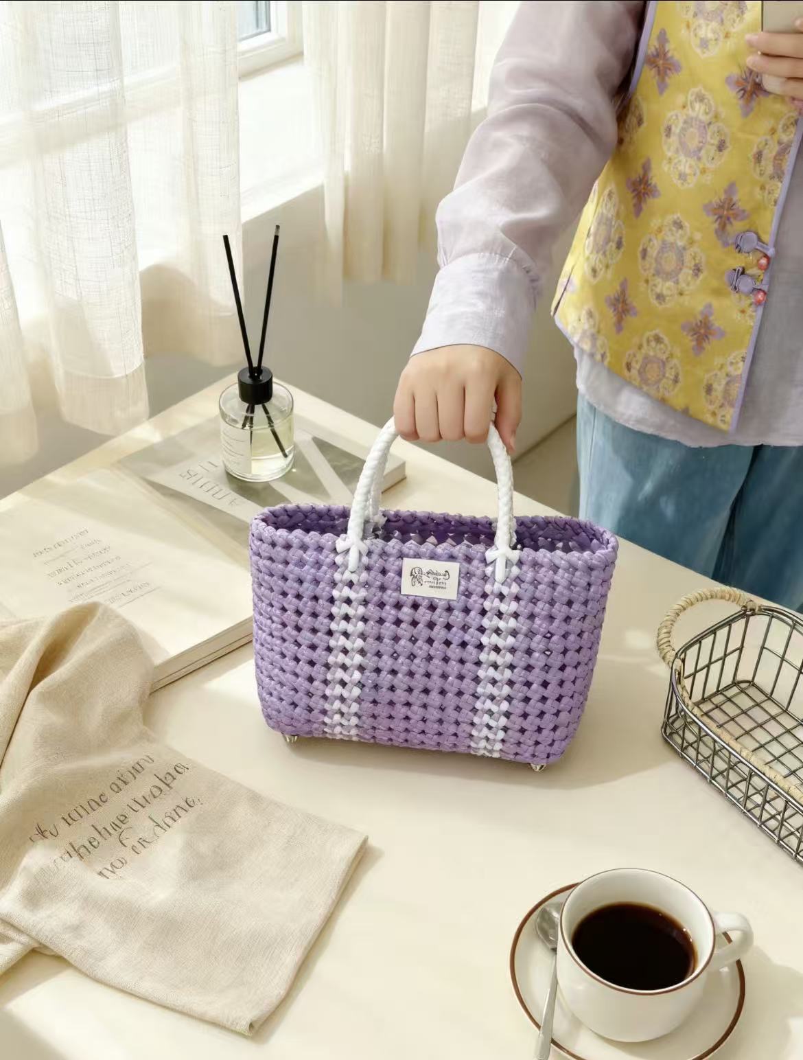 RattanBreeze Lavender Woven Tote Bag