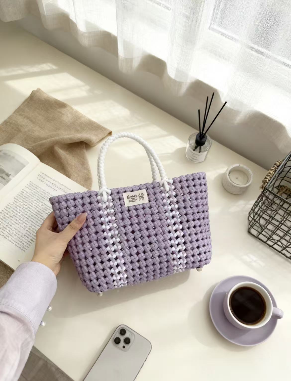 RattanBreeze Lavender Woven Tote Bag