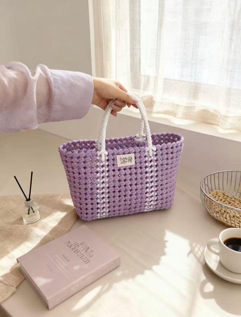 RattanBreeze Lavender Woven Tote Bag