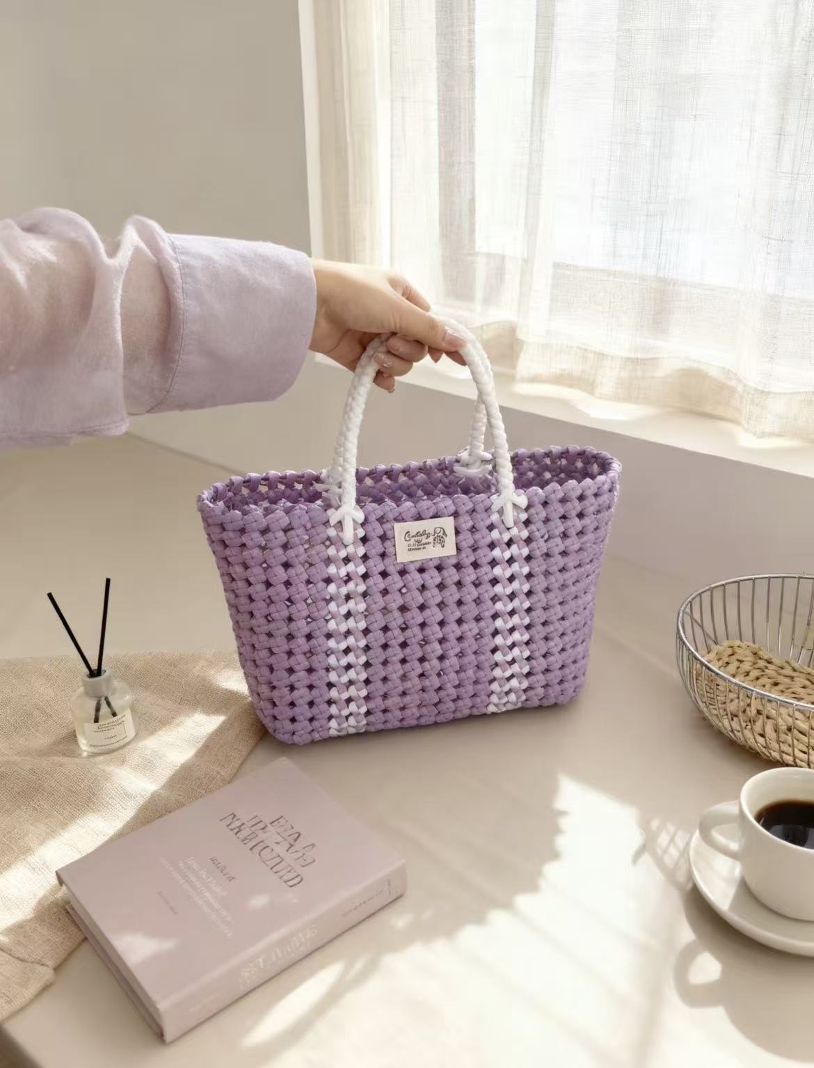 RattanBreeze Lavender Woven Tote Bag