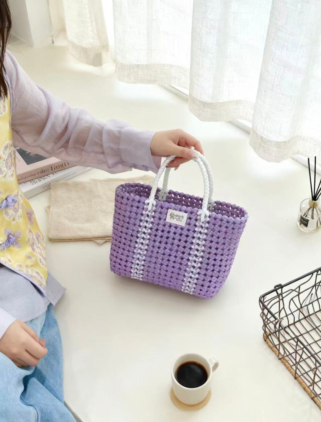 RattanBreeze Lavender Woven Tote Bag