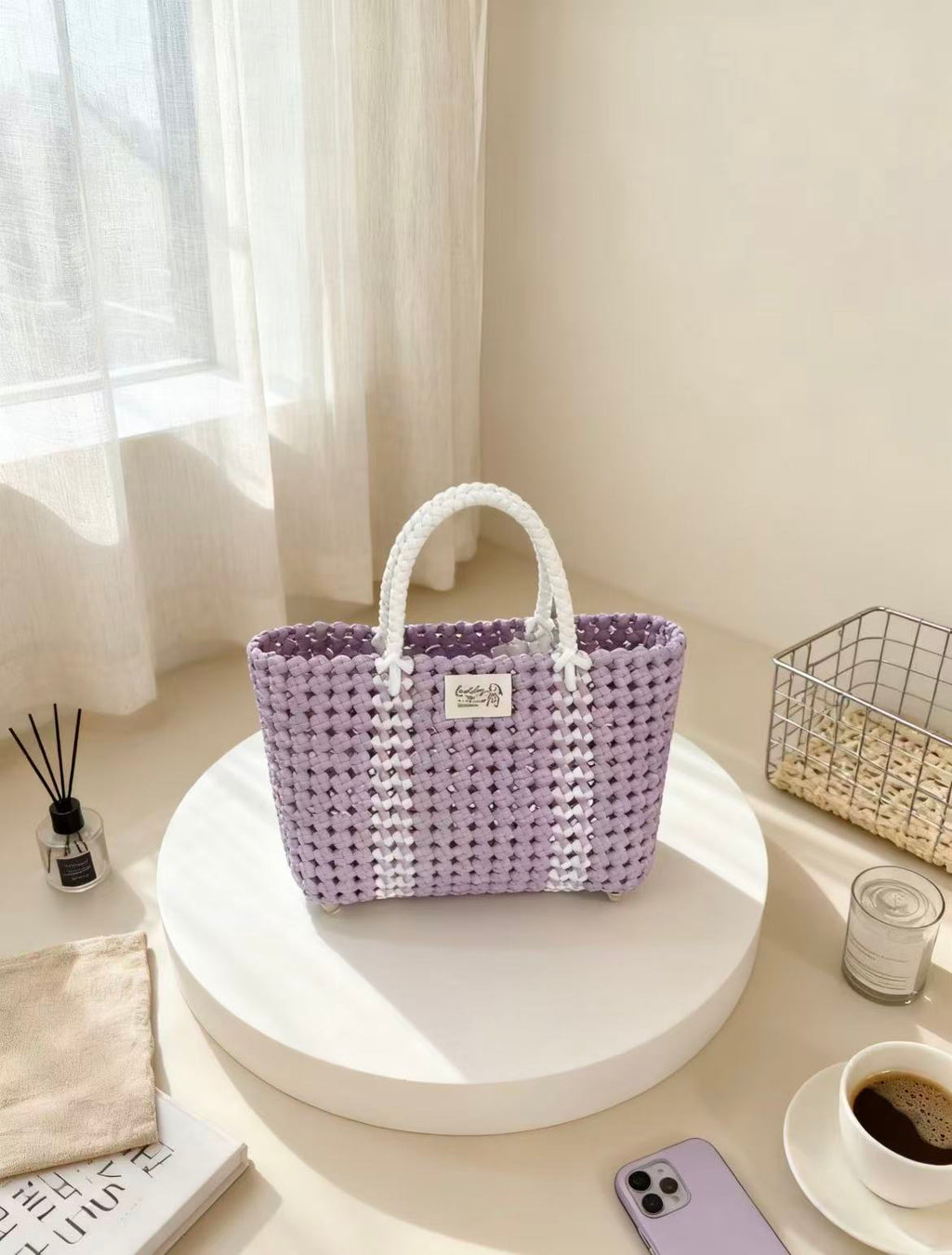RattanBreeze Lavender Woven Tote Bag